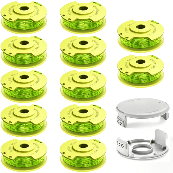 0.08 Inch 11 FT Replacement Trimmer Spools String Trimmer Line Compatible with Ryobi 18v, 24v, and 40v One PLUS+AC80RL3 (12 Spools + 2 Cap)