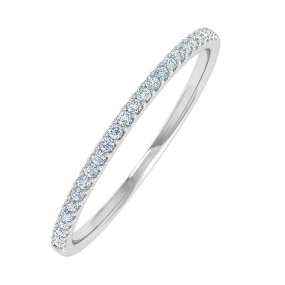 0.08 ctw 10K White Gold Round Diamond Ladies Wedding Anniversary Stackable Ring - (Ring Size 6.25) (I1-I2 Clarity)