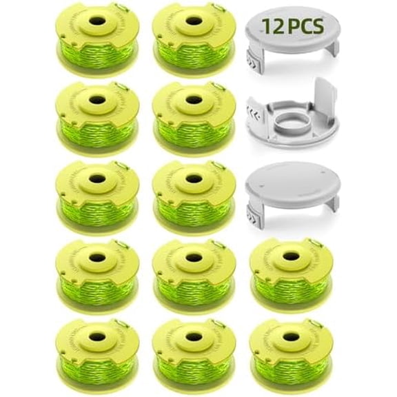 0.080-inch Weed Wacker String Replacement, Circular Nylon String Trimmer Line Replacement Spool for Weed Eater Trimmer (12 Spool, 3 Trimmer Cap)$$Tools