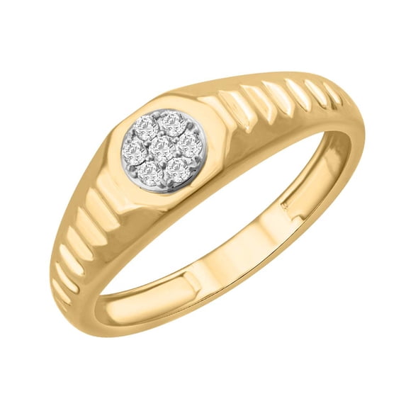 0.09 Carat Men's Diamond Wedding Band Ring in 14K Yellow Gold (Ring Size 8)