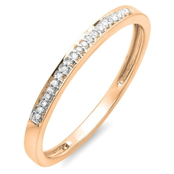 0.09 Carat (ctw) 18K Rose Gold Round White Diamond Ladies Wedding Anniversary Stackable Band