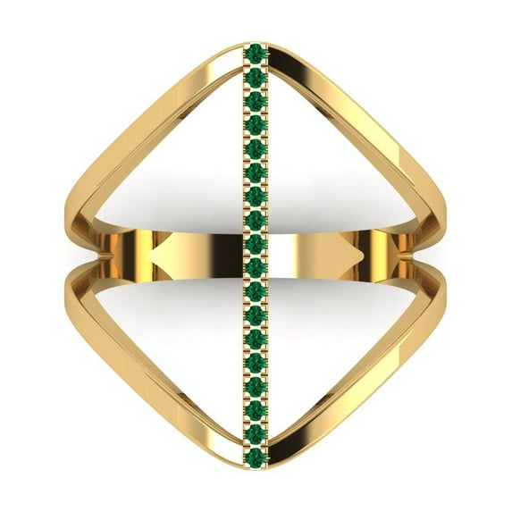 Statement Engagement Ring for Women - 0.09ct Simulated Emerald in 14K Yellow Gold Promise Ring