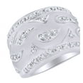 thumbnail image 1 of AFFY 0.09 Cttw Round White Natural Diamond Fashion Ring in 14k White Gold Over Sterling Silver Ring Size : 4, 1 of 1