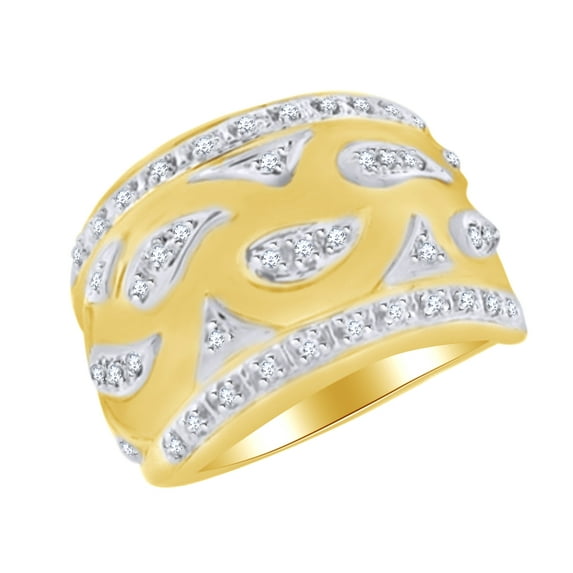 AFFY 0.09 Cttw Round White Natural Diamond Fashion Ring in 14k Yellow Gold Over Sterling Silver Ring Size : 4.5