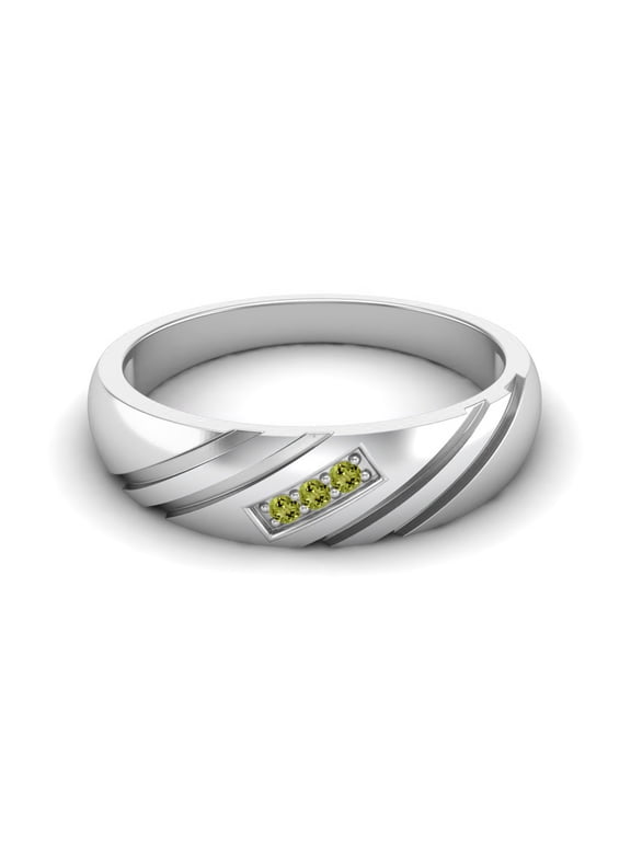 0.09 Ctw Round Peridot 925 Sterling Silver Three Stone Stackable Women Valentines Day Gifts Ring