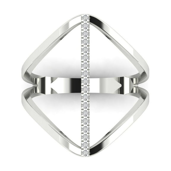 Statement Engagement Ring for Women - 0.09ct Moissanite in 14K White Gold Promise Ring