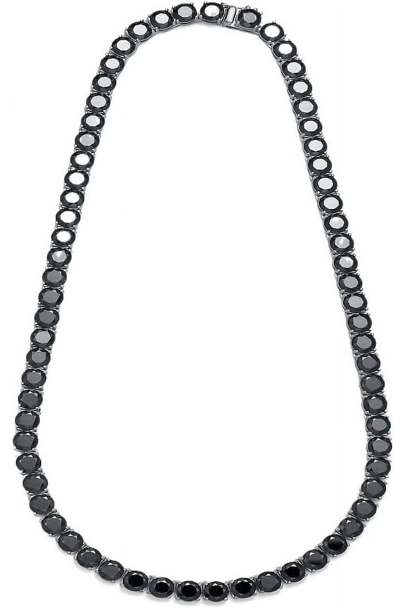 0.1-1Carat Black Moissanite Tennis Necklace 925 Sterling Silver Lab Grown Diamond Necklace for Men Tennis Chain Moissanite Round Cut Diamond Tennis Necklaces Women One Row Chain