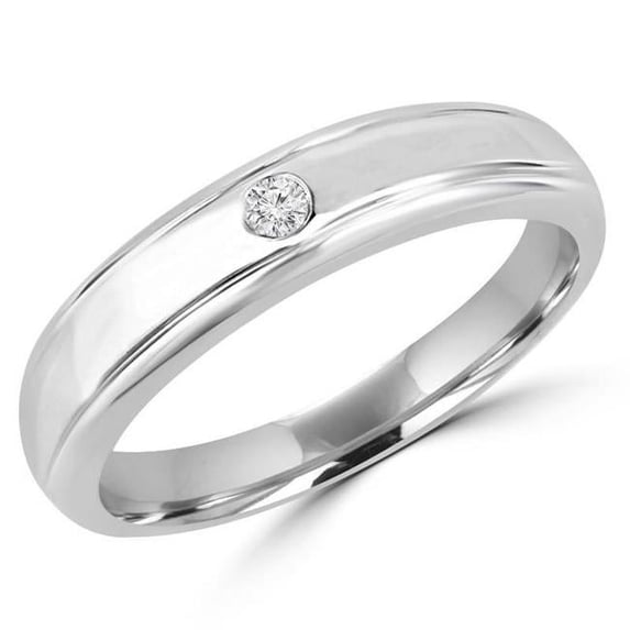 0.1 CT Comfort Fit Mens Diamond Accent Wedding Band Ring in 14K White Gold - Size 3.75