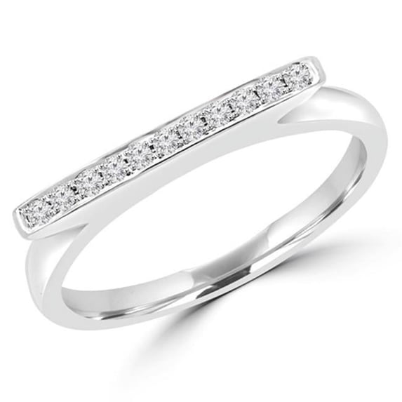 0.1 CTW Diamond Accent Raised Setting Wedding Band Anniversary Ring in 18K White Gold, Size 6.25