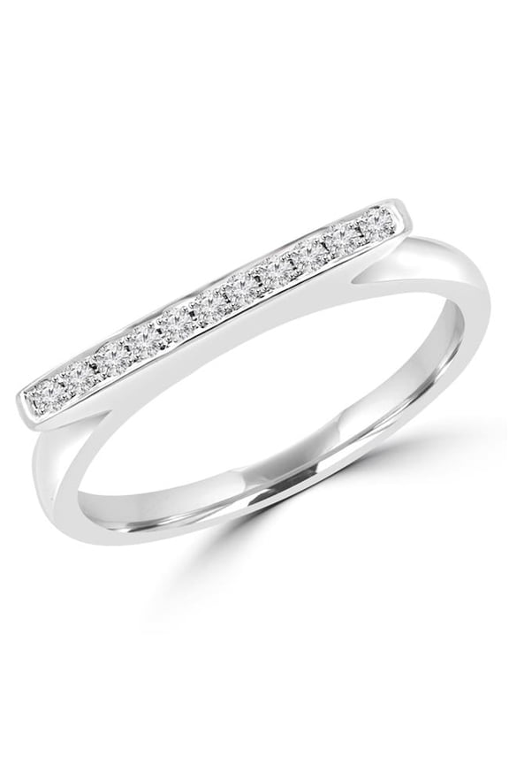 0.1 CTW Diamond Bar Wedding Band Anniversary Ring in 18K