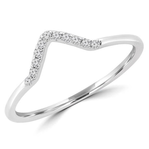 0.1 CTW Round Diamond V Shape Semi-Eternity Wedding Band Ring in 14K White Gold