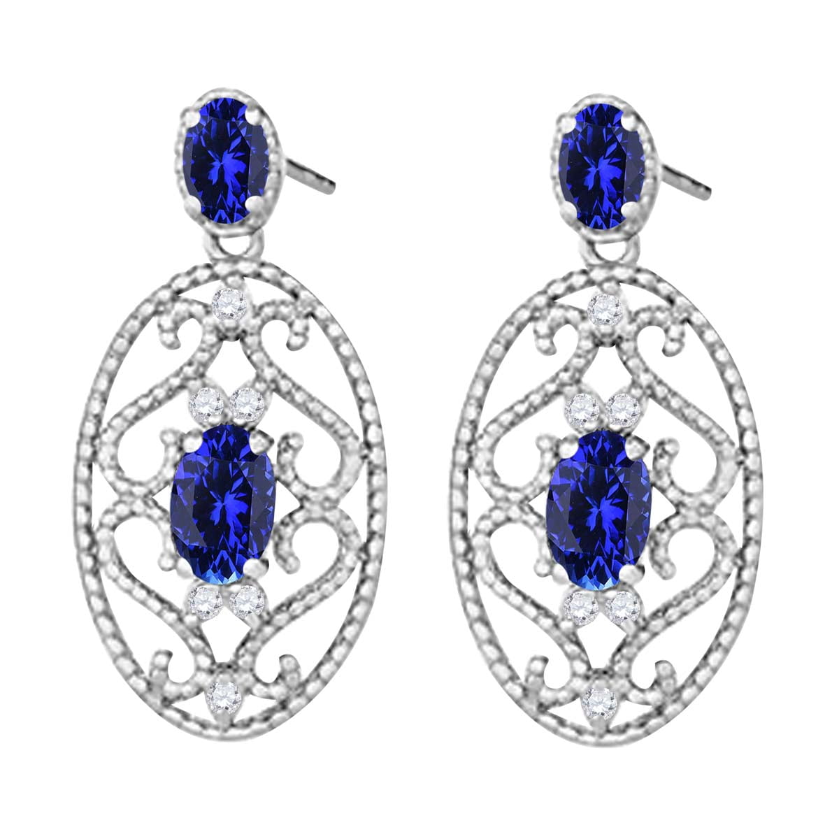 Boucles D'oreilles Pendantes Larme En Argent Sterling 925 Avec Tanzanite - Noeud Infini