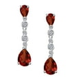 thumbnail image 1 of 0.1 Carat 7x5/8x6MM Pear Garnet and Diamond Dangle Earrings In 10k White Gold, 1 of 6