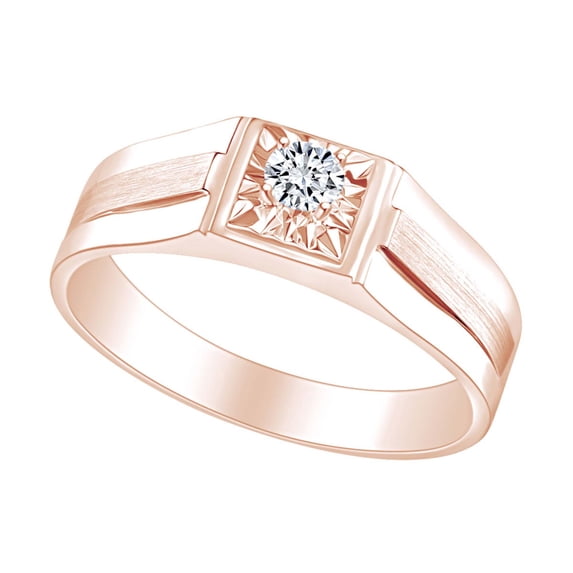 AFFY 0.1 Carat (Cttw) Round Natural Diamond Mens Engagement Wedding Ring 14K Solid Rose Gold (I-J Color, I2-I3 Clarity) Ring Size-9.5