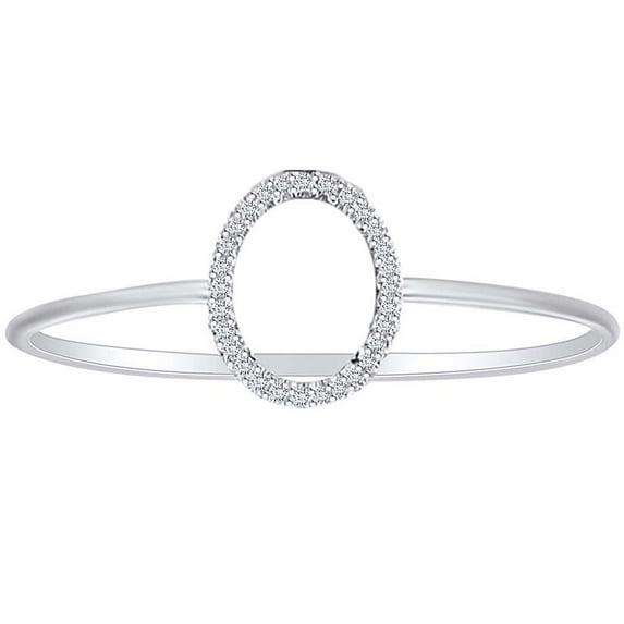 AFFY 0.1 Carat (Cttw) Round White Natural Diamond Oval Shape Engagement Ring 14K Solid White Gold (I-J Color ,I2-I3 Clarity ,0.1 Carat (Cttw) Ring Size-6