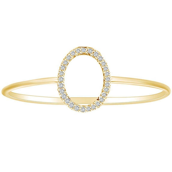 AFFY 0.1 Carat (Cttw) Round White Natural Diamond Oval Shape Engagement Ring 14K Solid Yellow Gold (I-J Color ,I2-I3 Clarity ,0.1 Carat (Cttw) Ring Size-5.5
