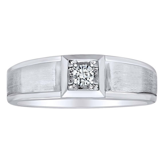 AFFY 0.1 Carat (Cttw) White Natural Diamond Engagement Wedding Ring 14K Solid White Gold (I-J Color, I2-I3 Clarity) Ring Size-11.5