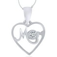 thumbnail image 1 of AFFY 0.1 Carat (Ctw) Round Shape White Natural Diamond Mom Heart Pendant Necklace In 14k Solid White Gold, 1 of 1