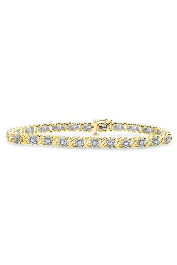 0.1 Carat T.W. White Diamond 1/2 Micron Yellow Plating over Sterling Silver Bracelet