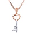 thumbnail image 1 of AFFY 0.1 Ct Natural Diamond Heart Key Pendant Necklace In 14K Solid Rose Gold, 1 of 1
