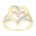 thumbnail image 1 of AFFY 0.1 Cttw Round Natural Diamond Two Tone Heart Ring In 14k Yellow Gold Over Sterling Silver-8, 1 of 1