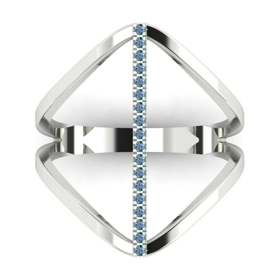 Statement Engagement Ring for Women - 0.09ct Blue Moissanite in 14K White Gold Promise Ring