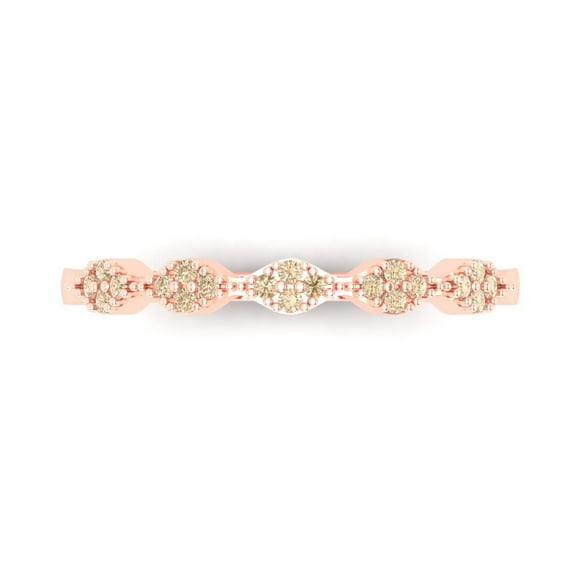 0.1 ct Brilliant Round Cut Natural Morganite 18K Rose Gold Stackable Band SZ 8.75