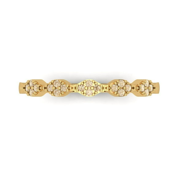 0.1 ct Brilliant Round Cut Natural Morganite 18K Yellow Gold Stackable Band SZ 8.5