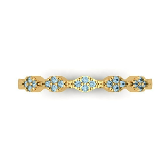 0.1 ct Brilliant Round Cut Simulated Blue Diamond 18K Yellow Gold Stackable Band SZ 7
