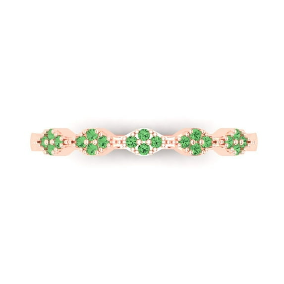 0.1 ct Brilliant Round Cut Simulated Green Diamond 18K Rose Gold Stackable Band SZ 6