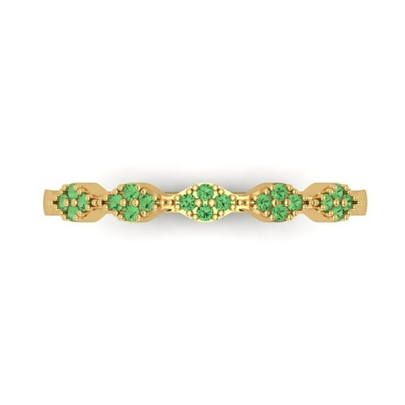 0.1 ct Brilliant Round Cut Simulated Green Diamond 18K Yellow Gold Stackable Band SZ 8.75