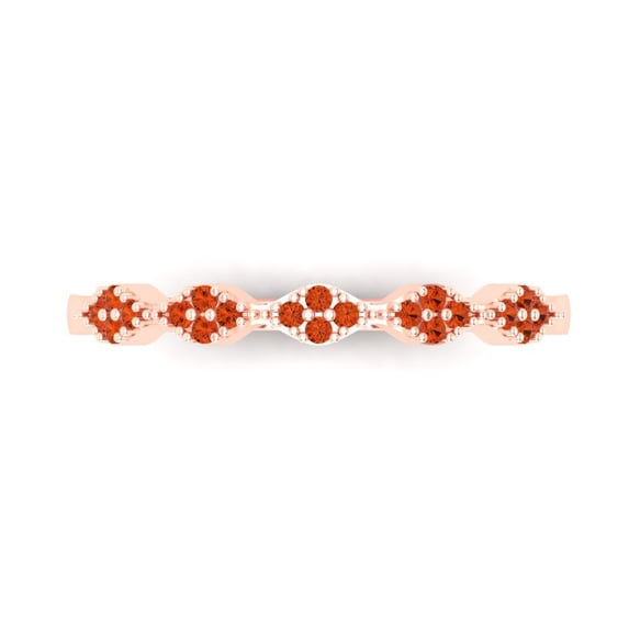 0.1 ct Brilliant Round Cut Simulated Red Diamond 14k Rose Gold Stackable Band SZ 10.75