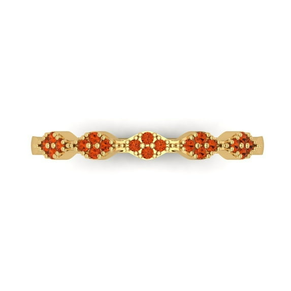 0.1 ct Brilliant Round Cut Simulated Red Diamond 14k Yellow Gold Stackable Band SZ 6.5