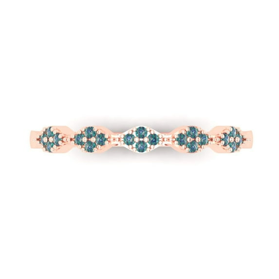 0.1 ct Brilliant Round Cut Synthetic Moissanite 14k Rose Gold Stackable Band SZ 8.5