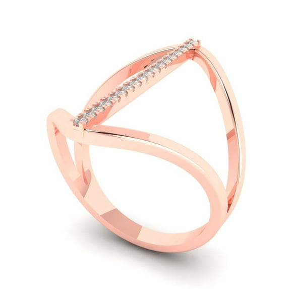 0.1 ct Brilliant Round Cut Moissanite 14k Rose Gold Statement Bridal Wedding Engagement Promise Anniversary Ring for Women size 3.5