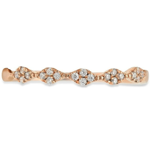0.1 ct Brilliant Round Cut Synthetic Moissanite 18K Rose Gold Stackable Band SZ 4.25