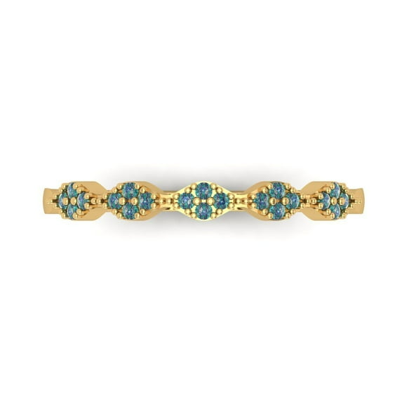 0.1 ct Brilliant Round Cut Synthetic Moissanite 18K Yellow Gold Stackable Band SZ 10.25