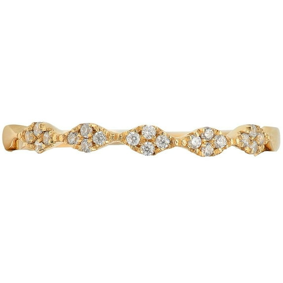 0.1 ct Brilliant Round Cut Synthetic Moissanite 18K Yellow Gold Stackable Band SZ 5.25