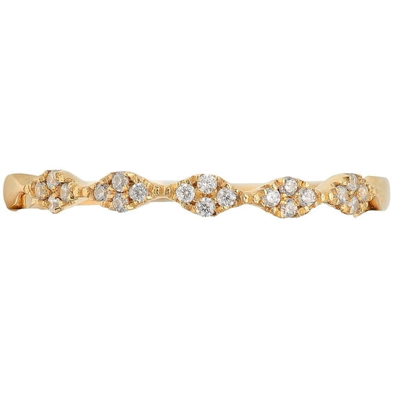 0.1 ct Brilliant Round Cut Synthetic White Sapphire 14k Yellow Gold Stackable Band SZ 3.5
