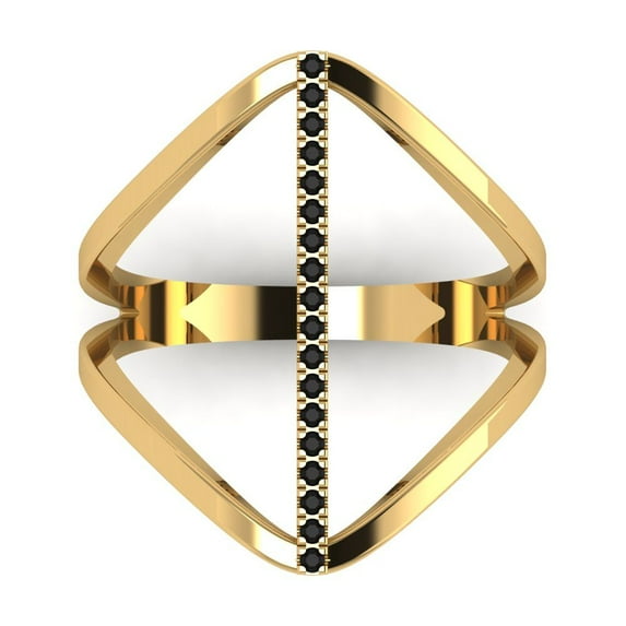 Statement Engagement Ring for Women - 0.09ct Natural Onyx in 14K Yellow Gold Promise Ring