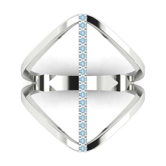 Statement Engagement Ring for Women - 0.09ct Natural Sky Blue Topaz in 14K White Gold Promise Ring
