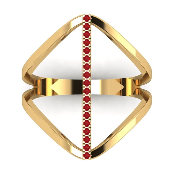 Statement Engagement Ring for Women - 0.09ct Simulated Pink Tourmaline in 14K Yellow Gold Promise Ring