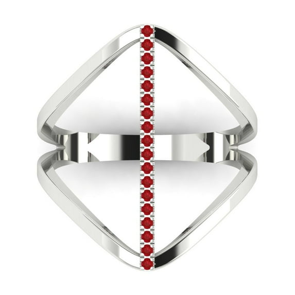Statement Engagement Ring for Women - 0.09ct Simulated Ruby in 14K White Gold Promise Ring