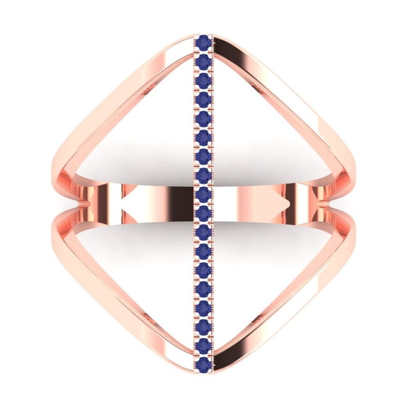 Statement Engagement Ring for Women - 0.09ct Simulated Tanzanite in 14K Rose Gold Promise Ring