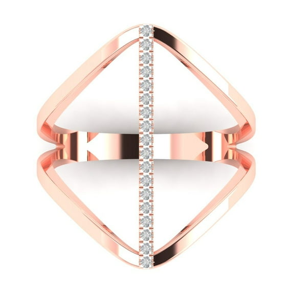 Statement Engagement Ring for Women - 0.09ct White Sapphire in 14K Rose Gold Promise Ring