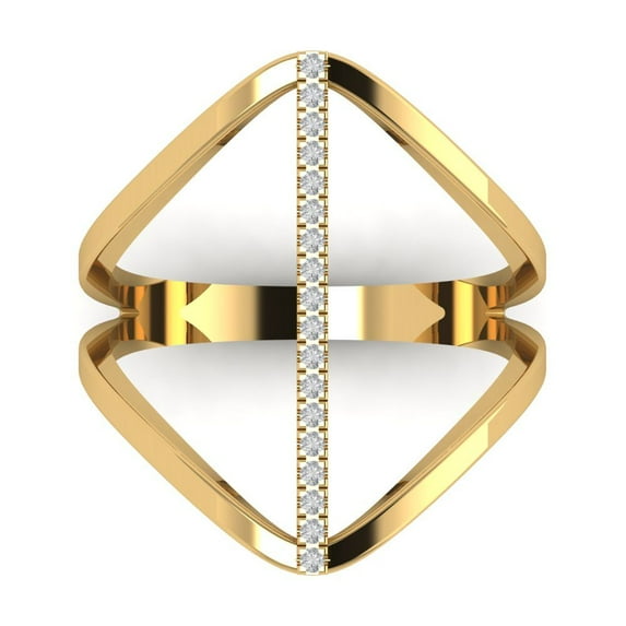 Statement Engagement Ring for Women - 0.09ct White Sapphire in 14K Yellow Gold Promise Ring
