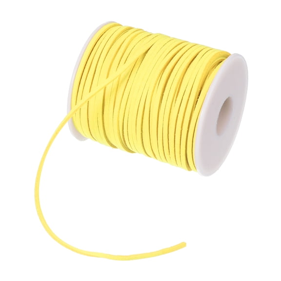 0.1" x 49 Yards Suede Lace Cord Ribbon Suede Cord Faux Leather Cord Leather Lace for DIY, Moon Yellow