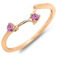 thumbnail image 1 of 0.10 CT 14K Rose Gold Round Pink Sapphire Ladies Anniversary Wedding Ring Matching Guard Band, 1 of 1