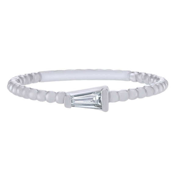 AFFY 0.10 Carat (Ctw) Baguette Cut White Natural Diamond Stackable Ring 14K White Gold-5.5