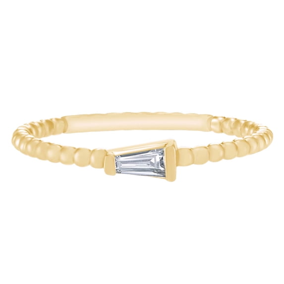 AFFY 0.10 Carat (Ctw) Baguette Cut White Natural Diamond Stackable Ring 14K Yellow Gold-14